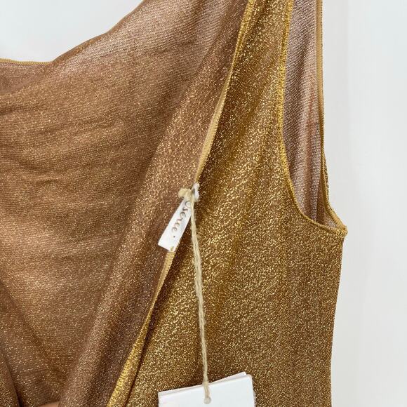 Oseree | SS24 Lumière Knot Dress Toffee Gold Glitter One Shoulder Midi Dress M-L - Picture 12 of 16